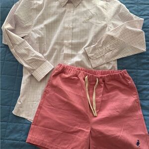 Pink Shorts and Plaid Shirt Set